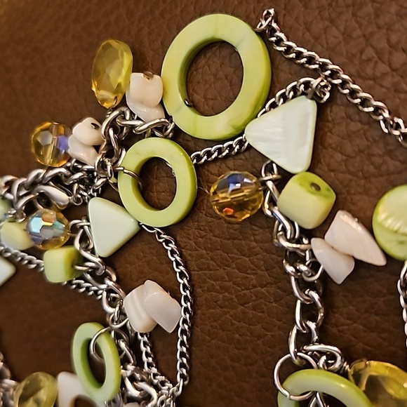 Vintage 1990s Geometric Shell Beaded Long Chain Sweater Necklace - Picture 7 of 7